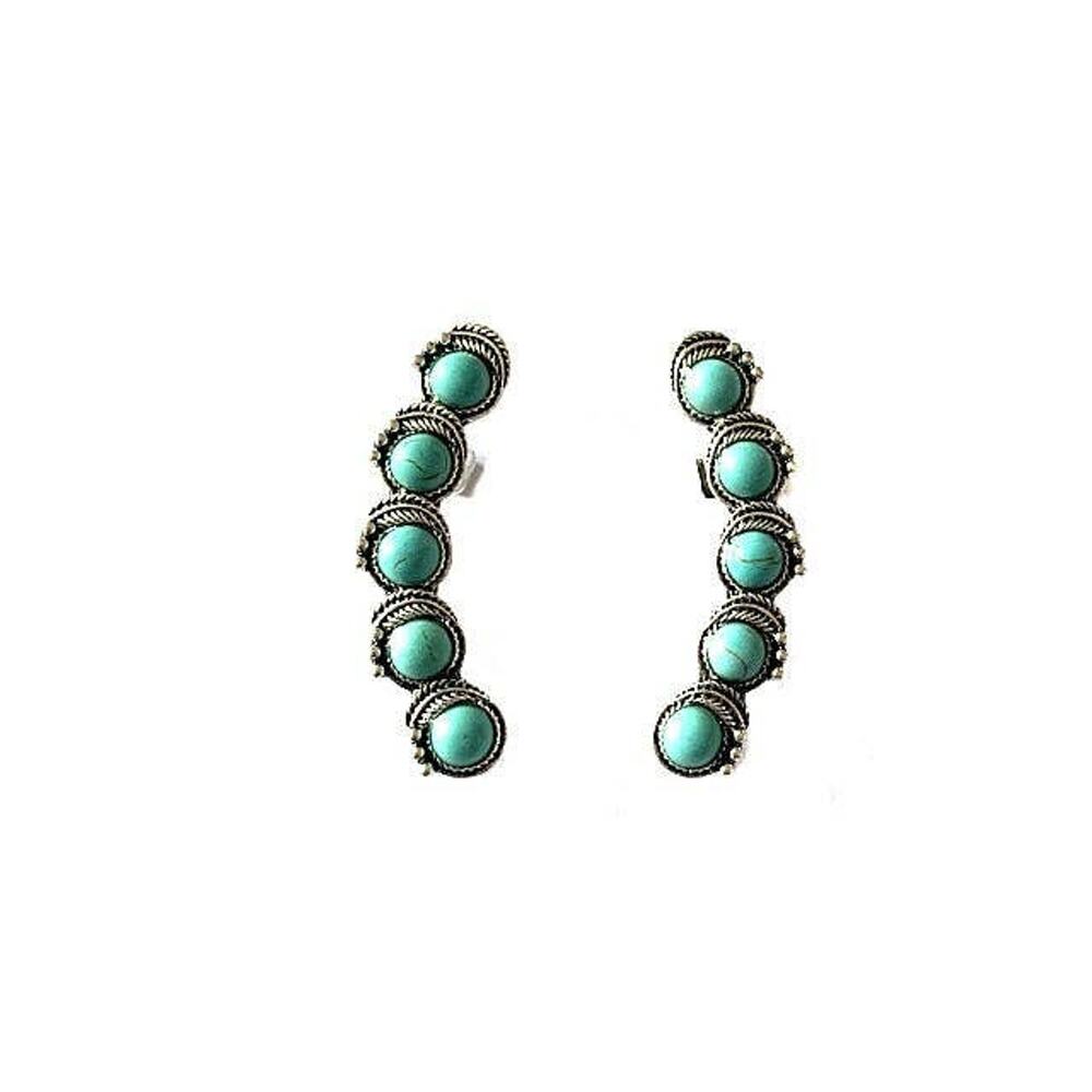 Western Turquoise Curved Bar Ear Cuff